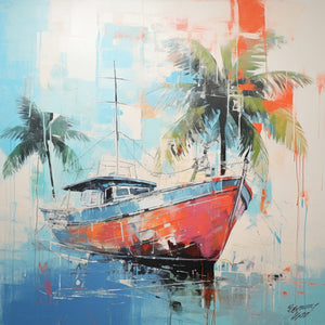 Sailing boats paintings, abstract art